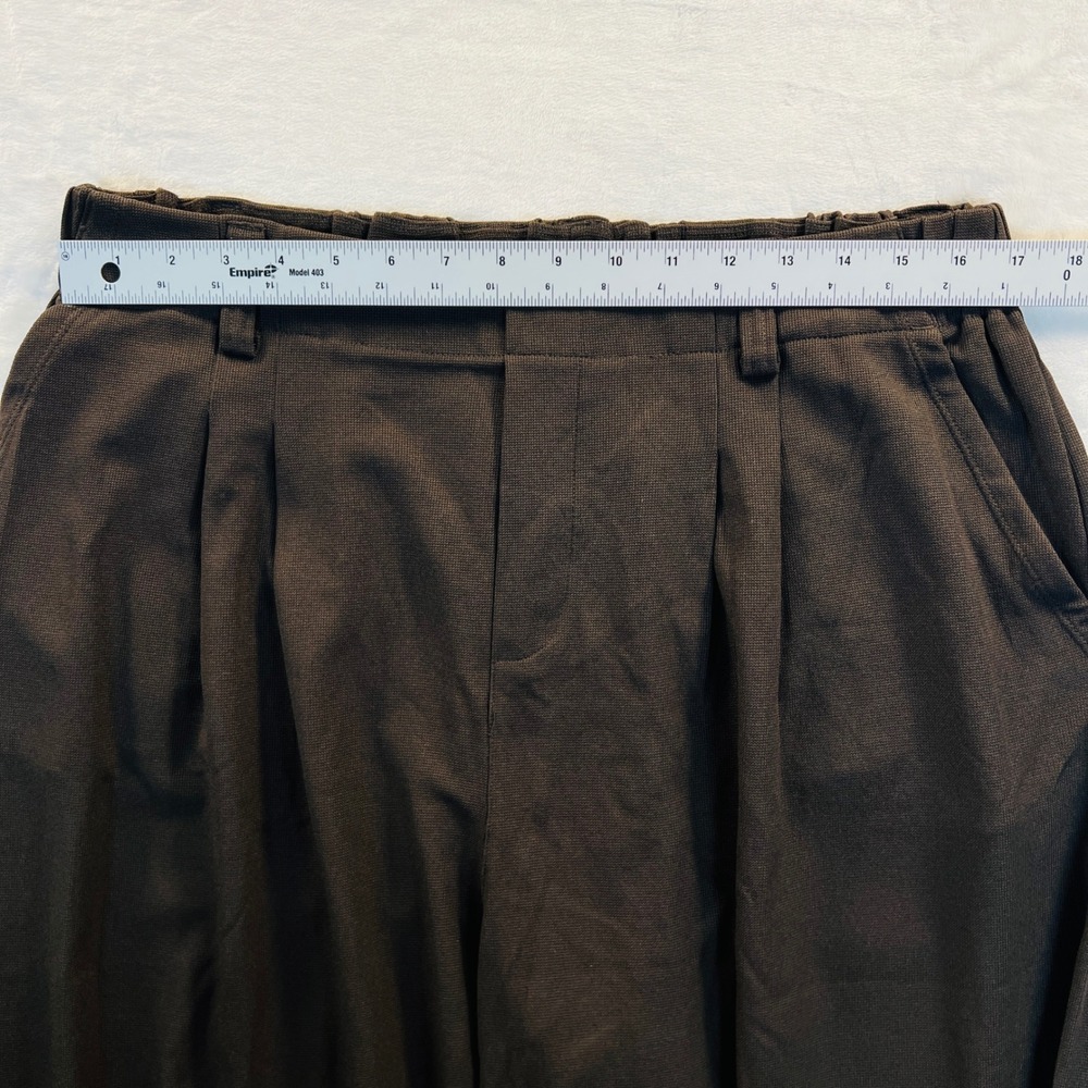 Halara Espresso Brown Wide Leg Pleated High Waist Waffle Knit Work Pants XL Reg - Picture 5 of 6